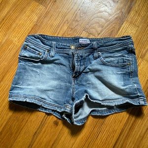 Medium wash jean shorts
